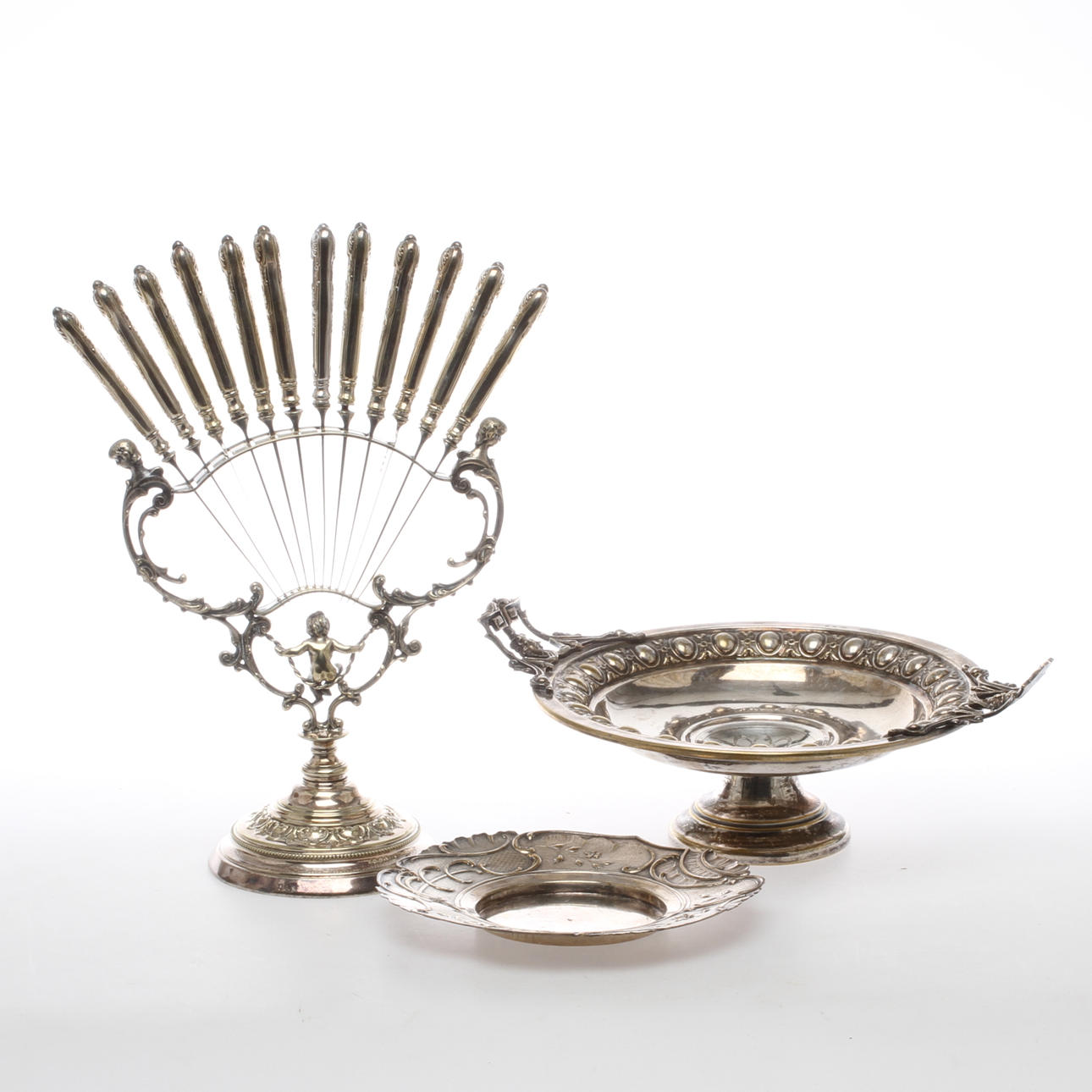PARTI NYSILVER, 3 delar, bla fruktknivsställ.