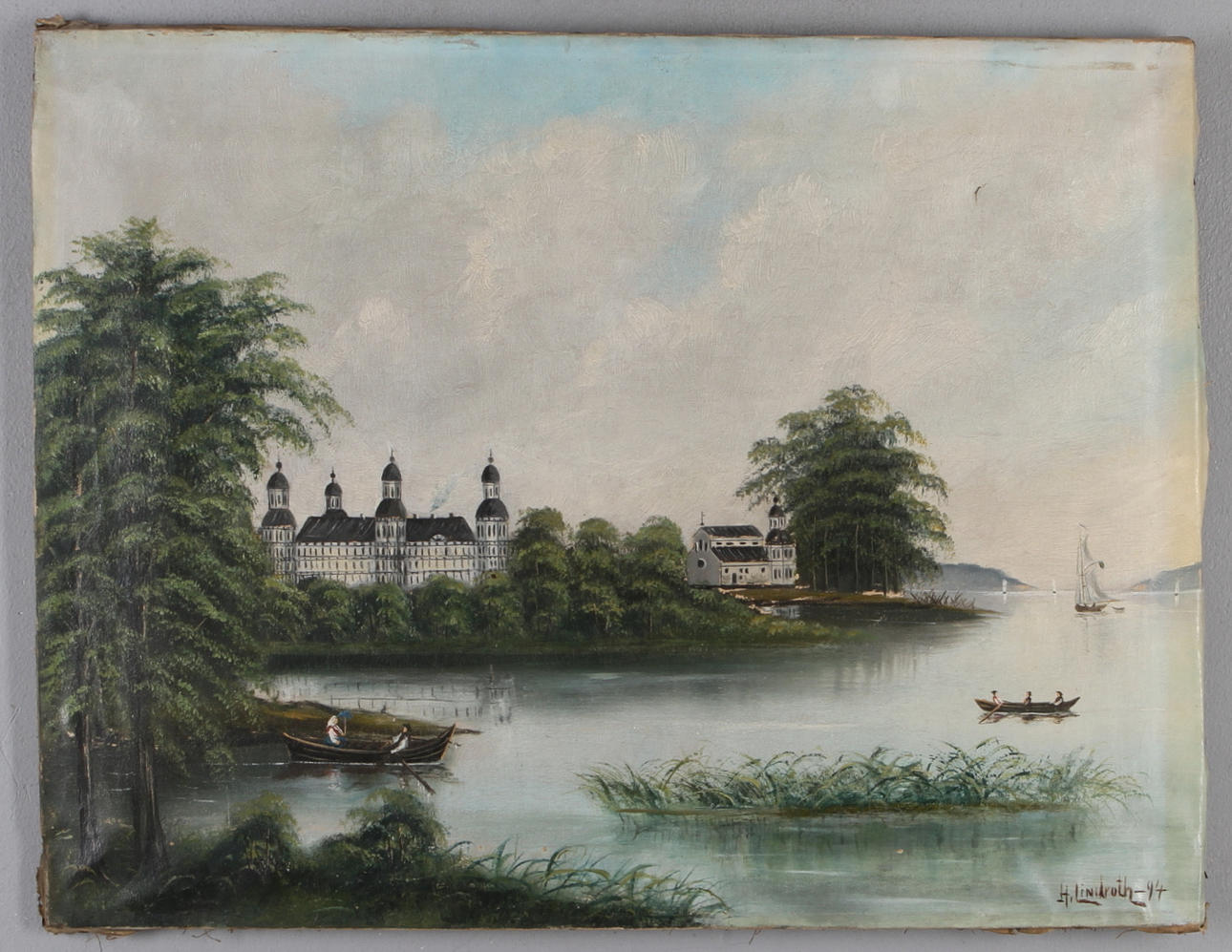 OIDENTIFIERAD KONSTNÄR. olja på duk, signerad H Lindroth samt daterad -94.