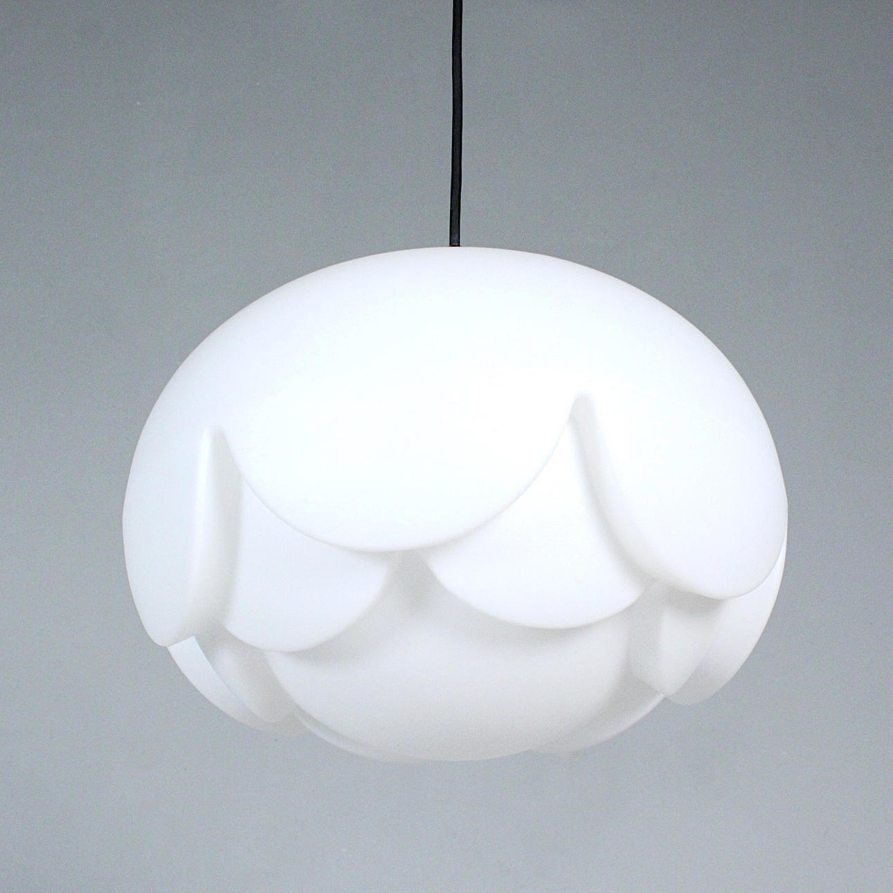 PEILL & PUTZLER. White opal glass ceiling light, 1970s.
