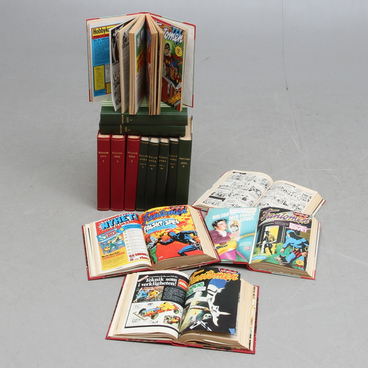 SERIETIDNINGAR, inbundna, Fantomen, Kalle Anka och Buster. 1970/1980-tal.