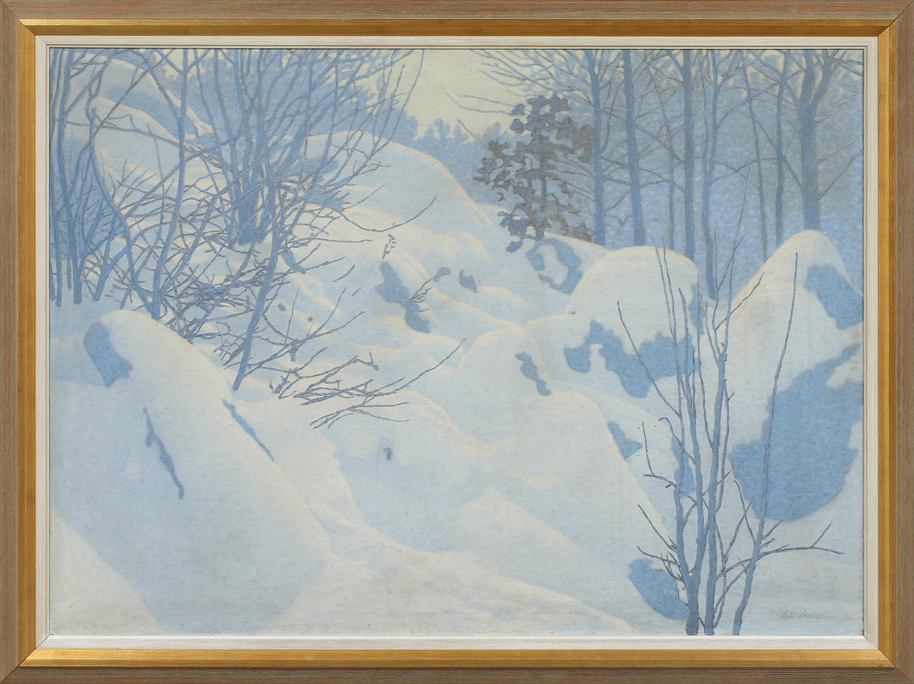 JOHAN JANSSON. Vinterbild, olja på duk, signerad.