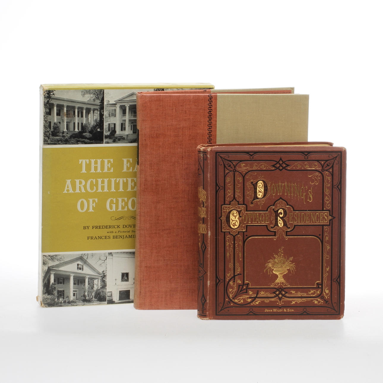 BÖCKER, 2 st, "Cottage Residences", A. J. Downing, New York, John Wiley & Son, 1873 samt "The early architecture of Georgia", 1957.