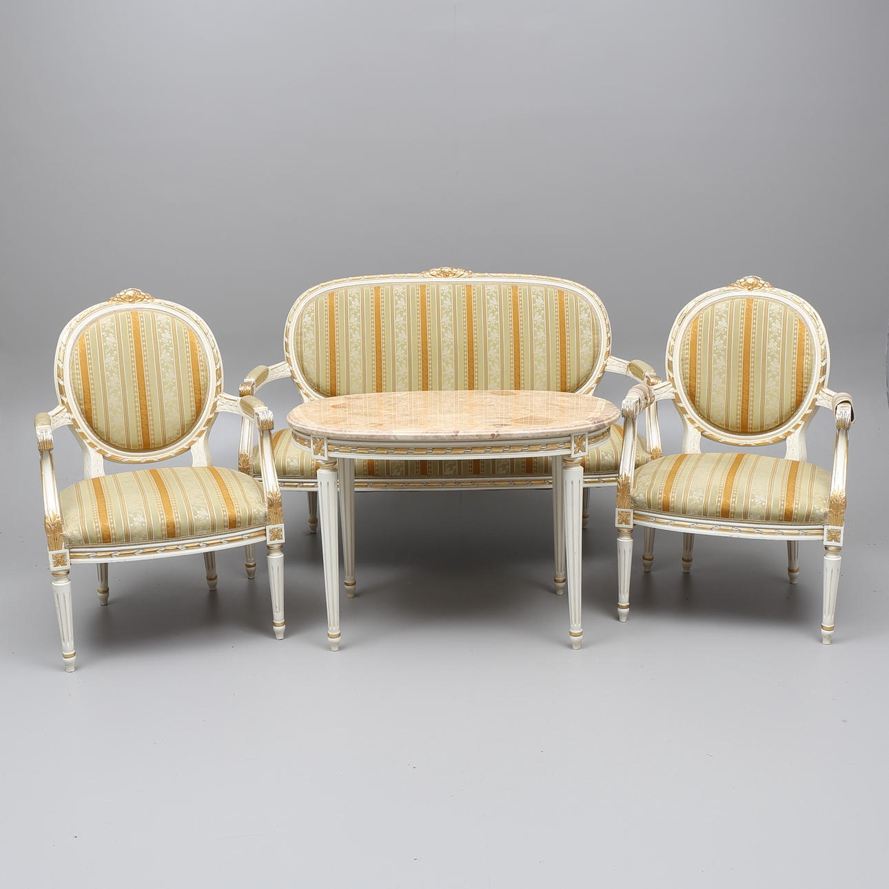 SALONGSMÖBEL, 4 delar, gustaviansk stil, 1900-tal.