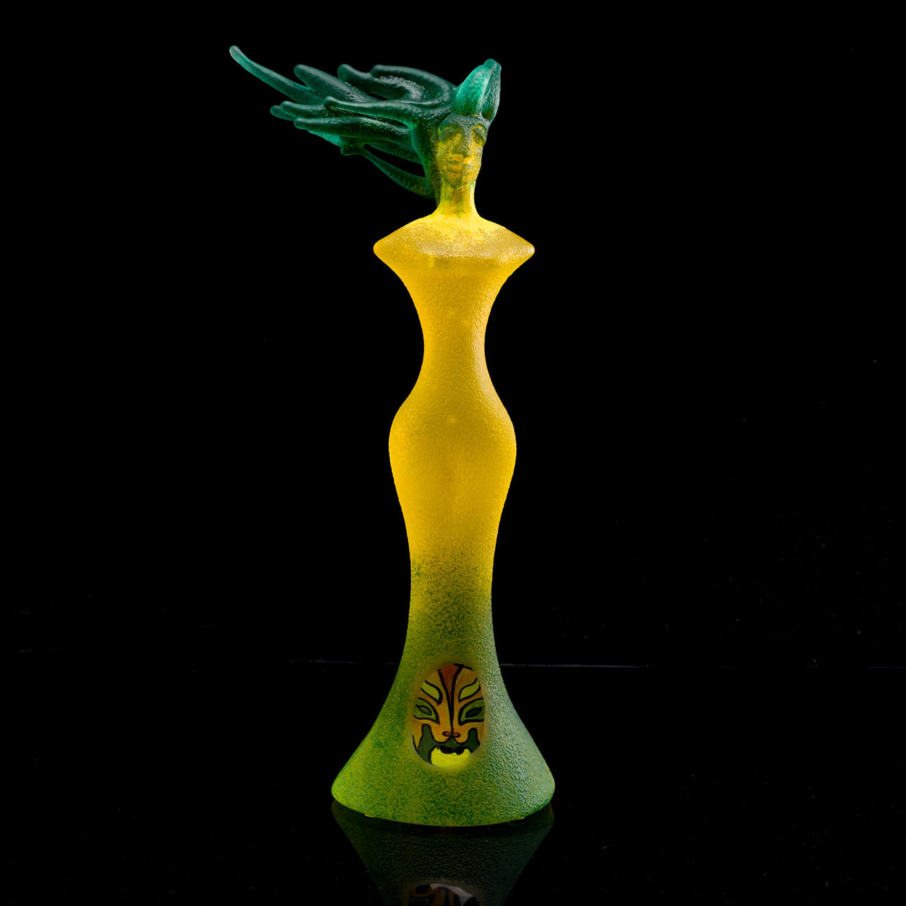 GLASSKULPTUR, "Yellow lady", Limiterad edition, Kjell Engman för Kosta Boda.