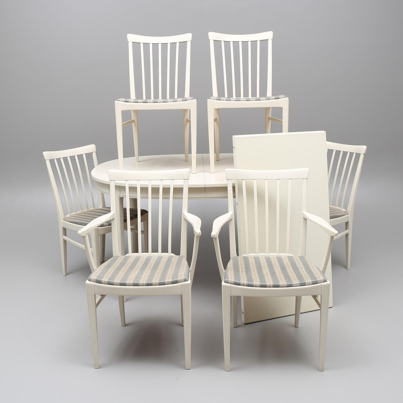 CARL MALMSTEN. Matsalsmöbel, 7 delar, "Herrgården", Bodafors, 1961.