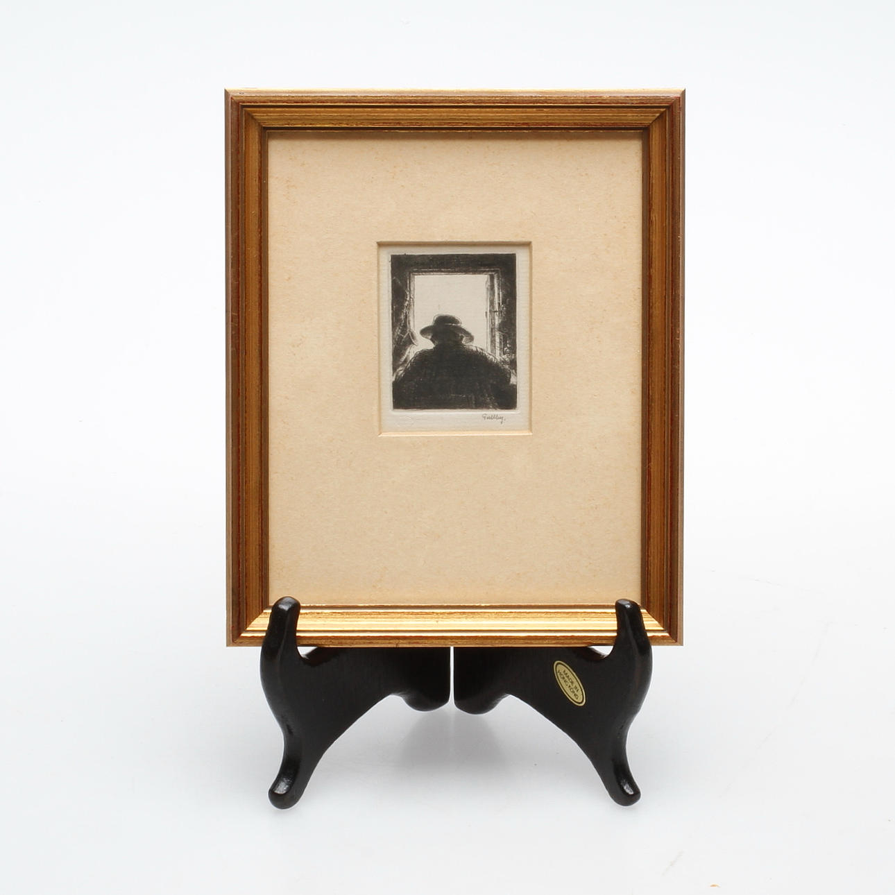 FOLKE GULLBY. Etsning + torrnål, "Självporträtt från ryggsidan".