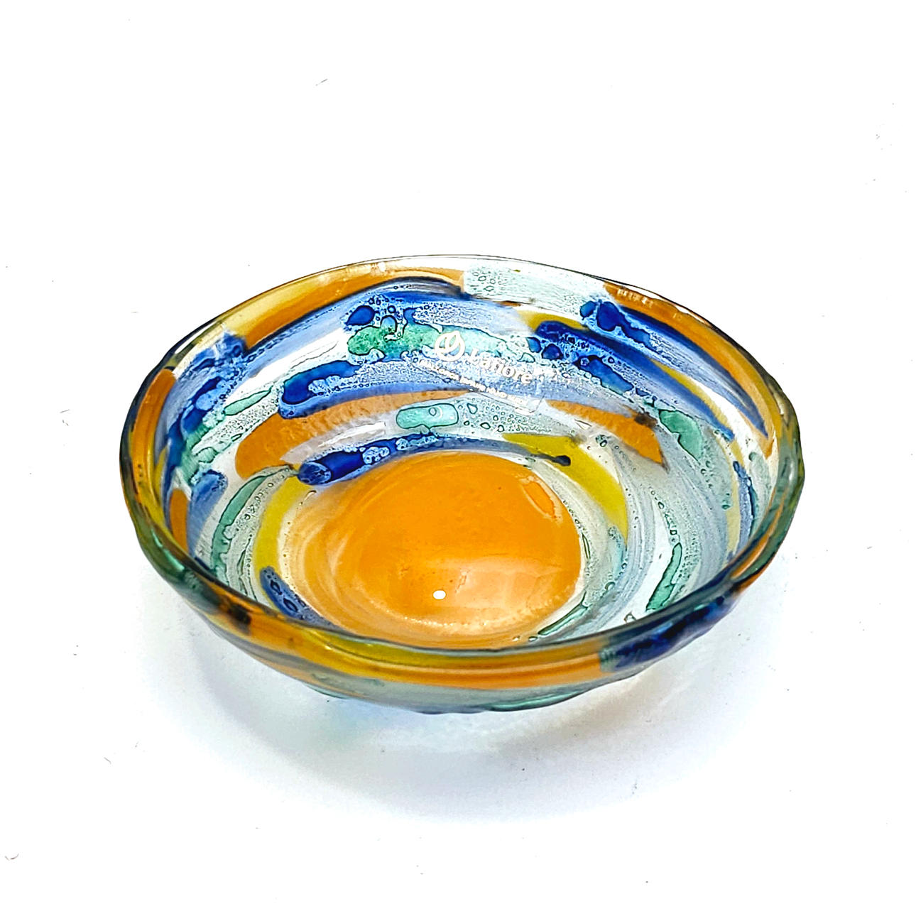 CENTRITO I MÅLAT MALLORCANSKT GLAS, ”LA FIORE”.