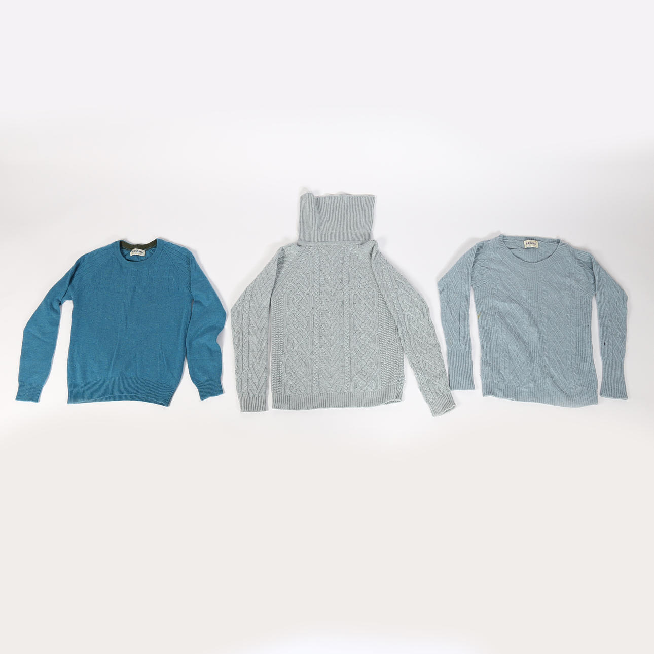 THREE BRORA CASHMERE SWEATERS.