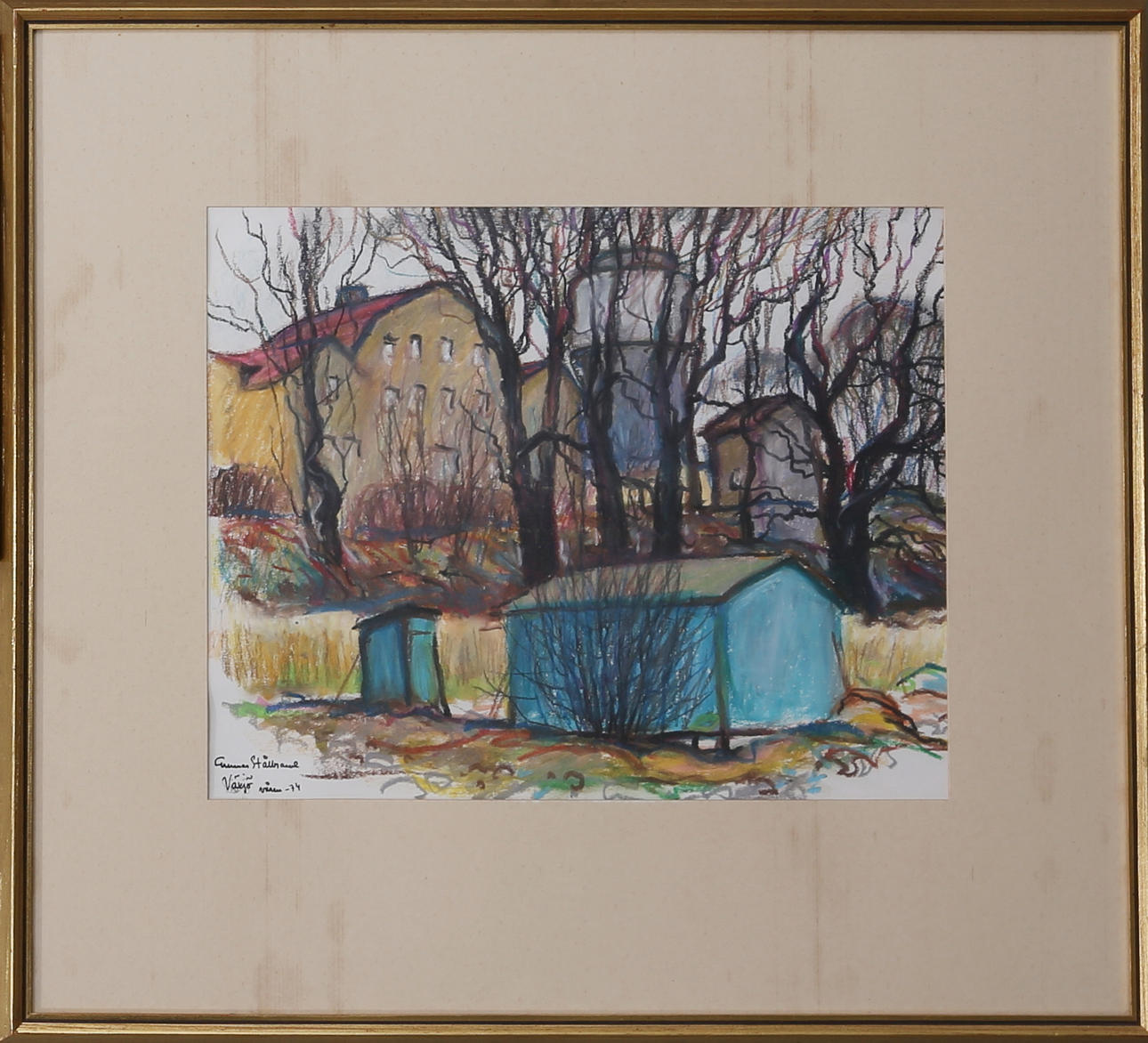 GUNNAR STÅLBRAND. "Växjö våren -74", pastell, signerad och daterad.