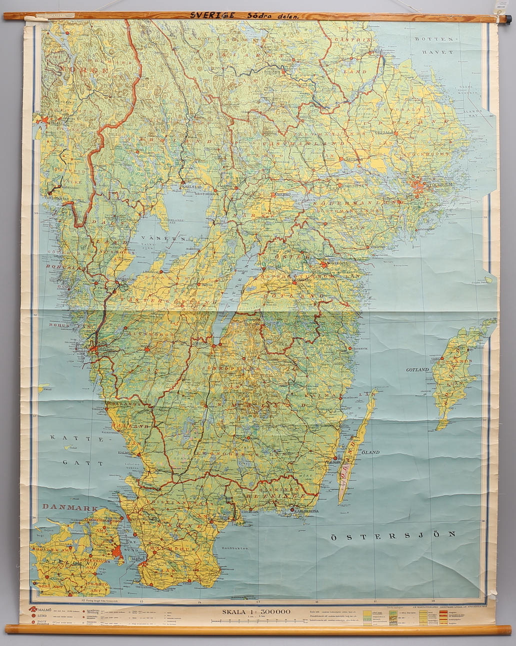 SKOLKARTA "Sverige södra delen" 1948.