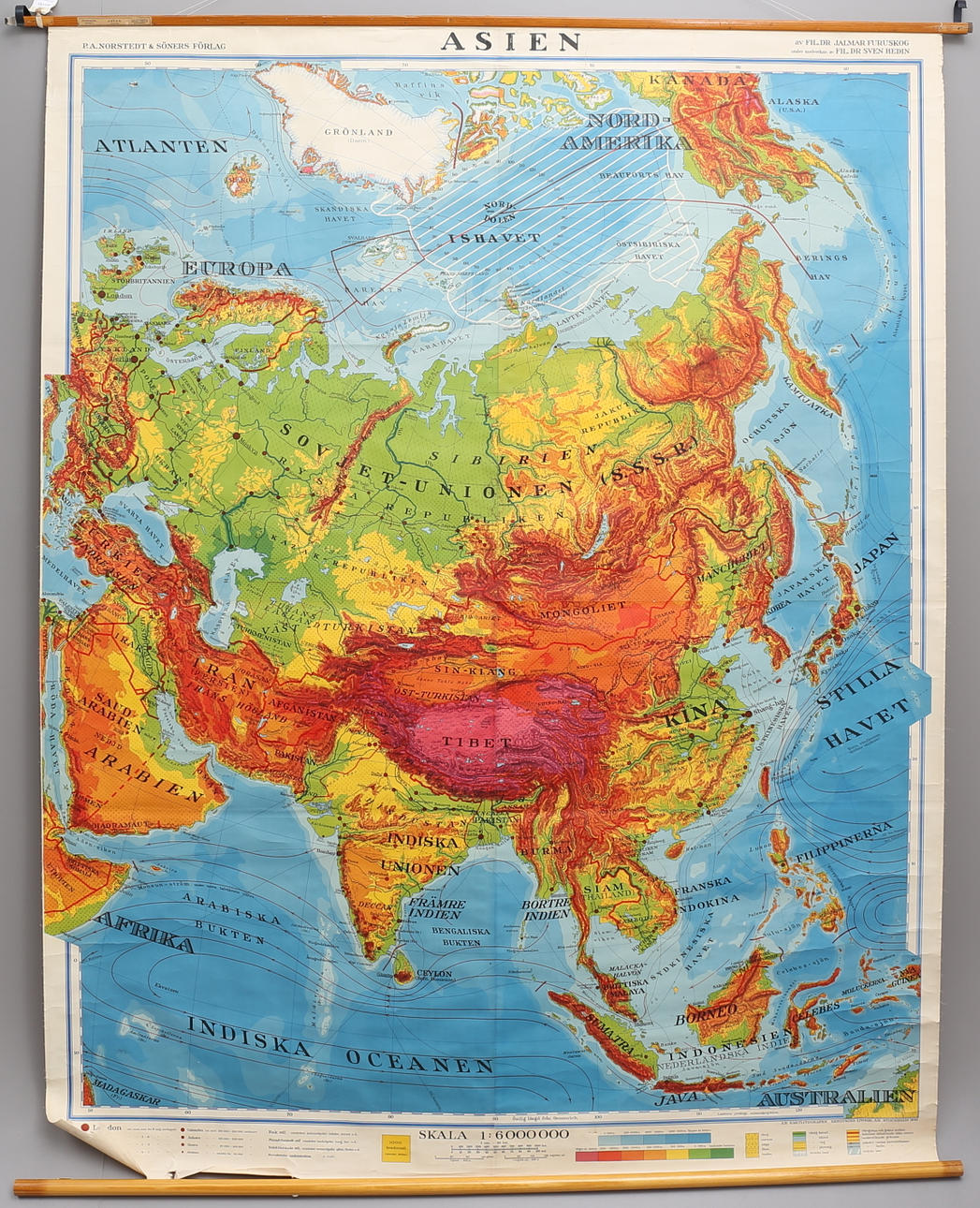SCHOOL MAP "Asia" 1948.