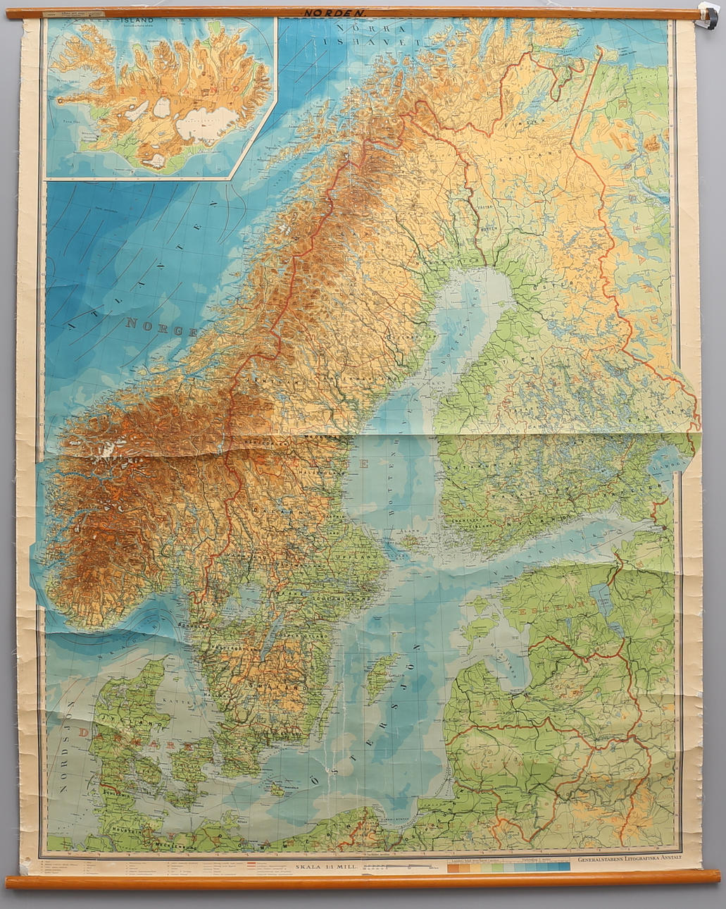 SKOLKARTA "Norden" 1900-talets mitt.