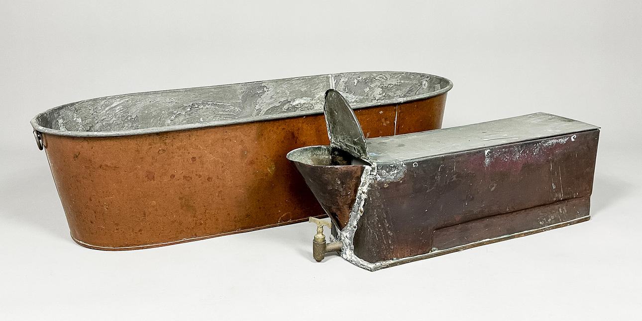BADKAR & VARMVATTENSBEREDARE, koppar, kring 1900-tal.