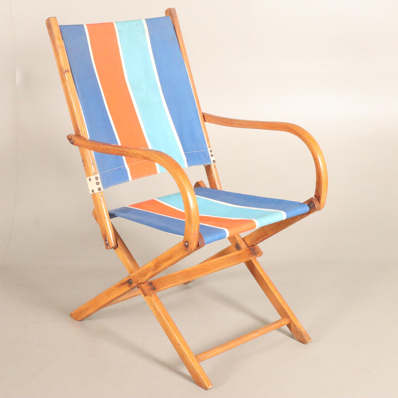 STRANDSTUHL, Holz/Textil, faltbar.