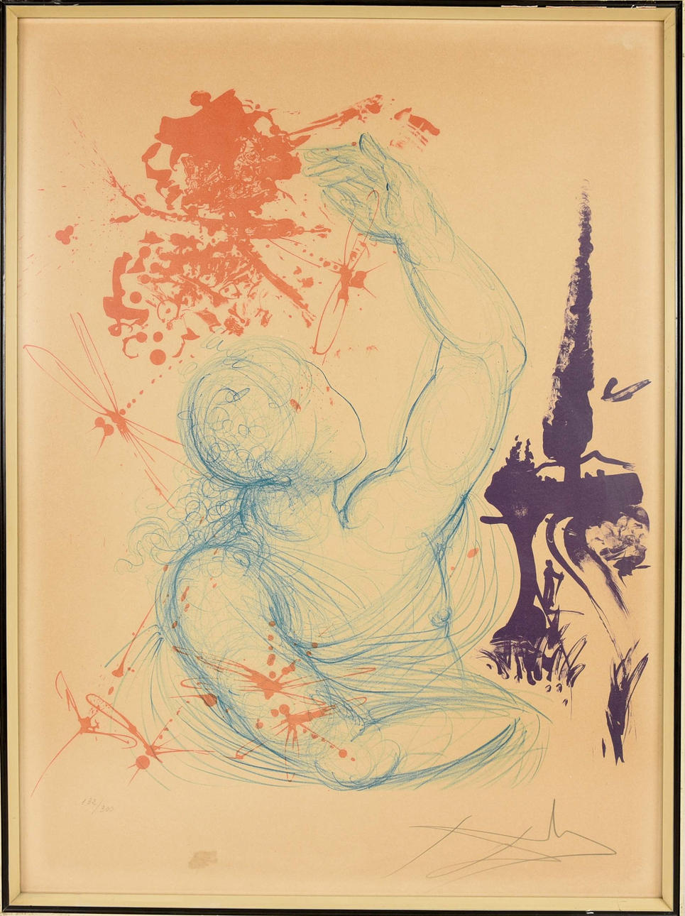 SALVADOR DALI. Titel ”Okänd”, färgetsning, num. 132/300.