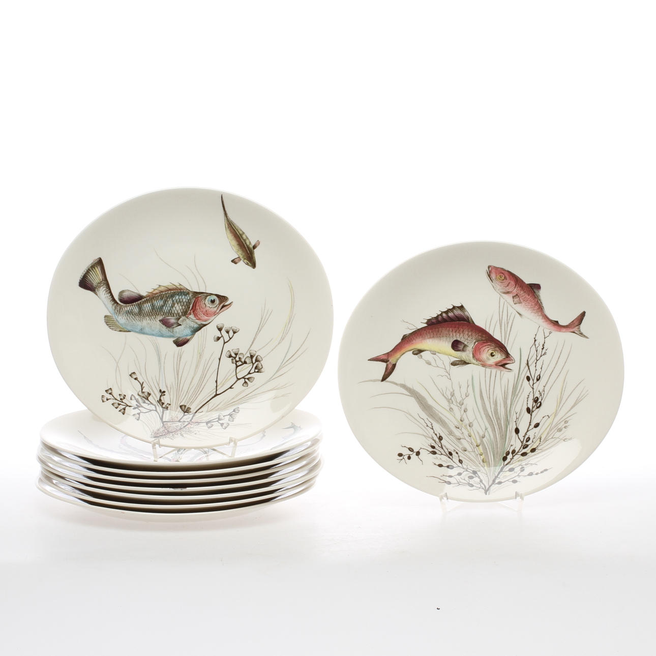 SERVISDELAR, 9 delar, porslin, "Fish", Johnson Bros, England.