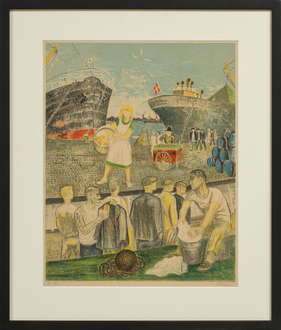 TORSTEN BILLMAN. Hamnbild, färglitografi, signerad och numrerad 96/260.