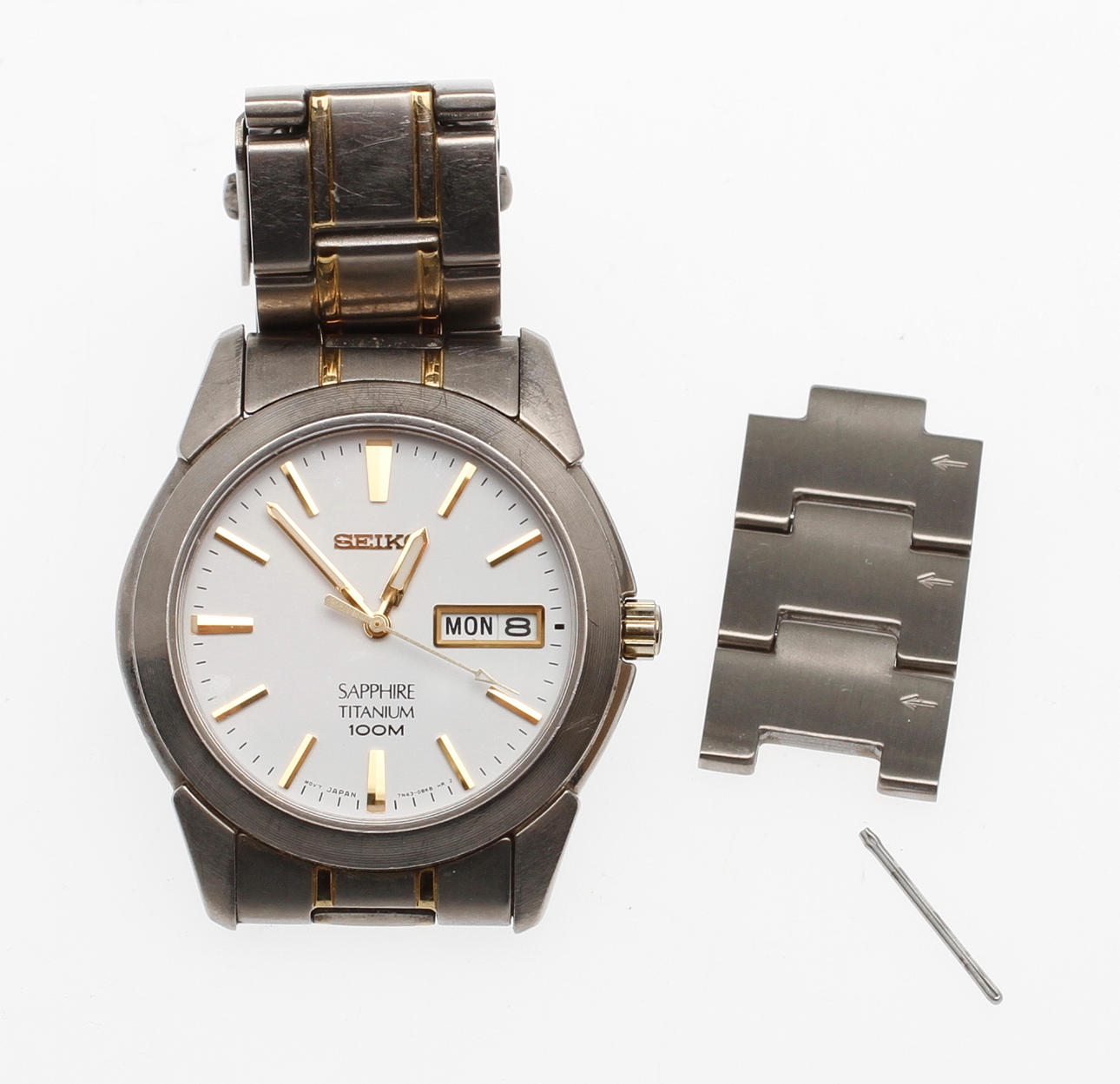 HERRARMBANDSUR, Seiko, Sapphire, Titanium 100m.