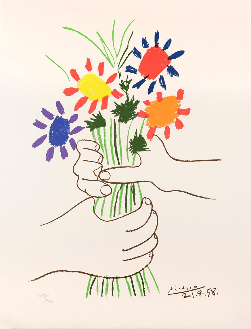 PABLO PICASSO. EFTER. ”Le bukett.” Litografi på handgjort papper.