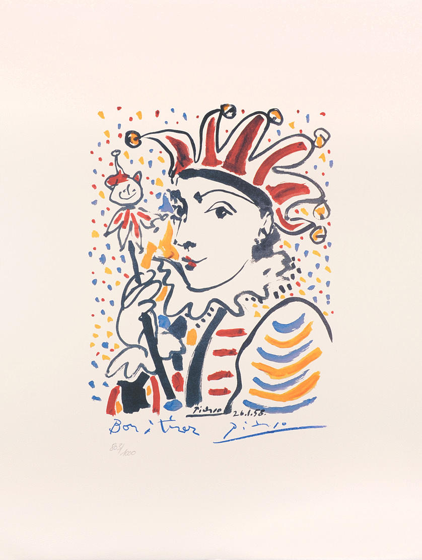 PABLO PICASSO. EFTER. ”Carnaval”. Litografi på handgjort papper.