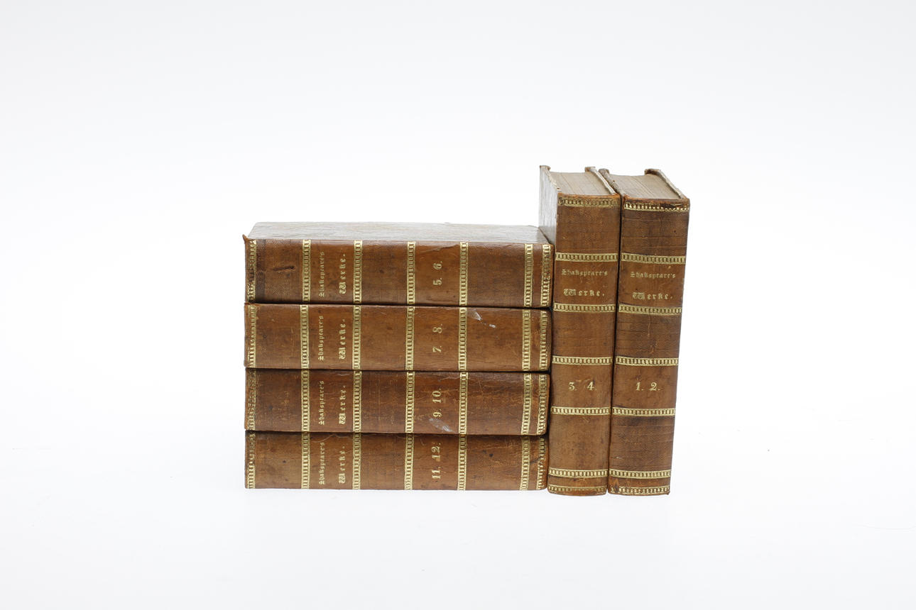 BOKBAND, 6 delar, William Shakespeare, Werke 1-12, Georg Wigands Förlag, Leipzig 1839.