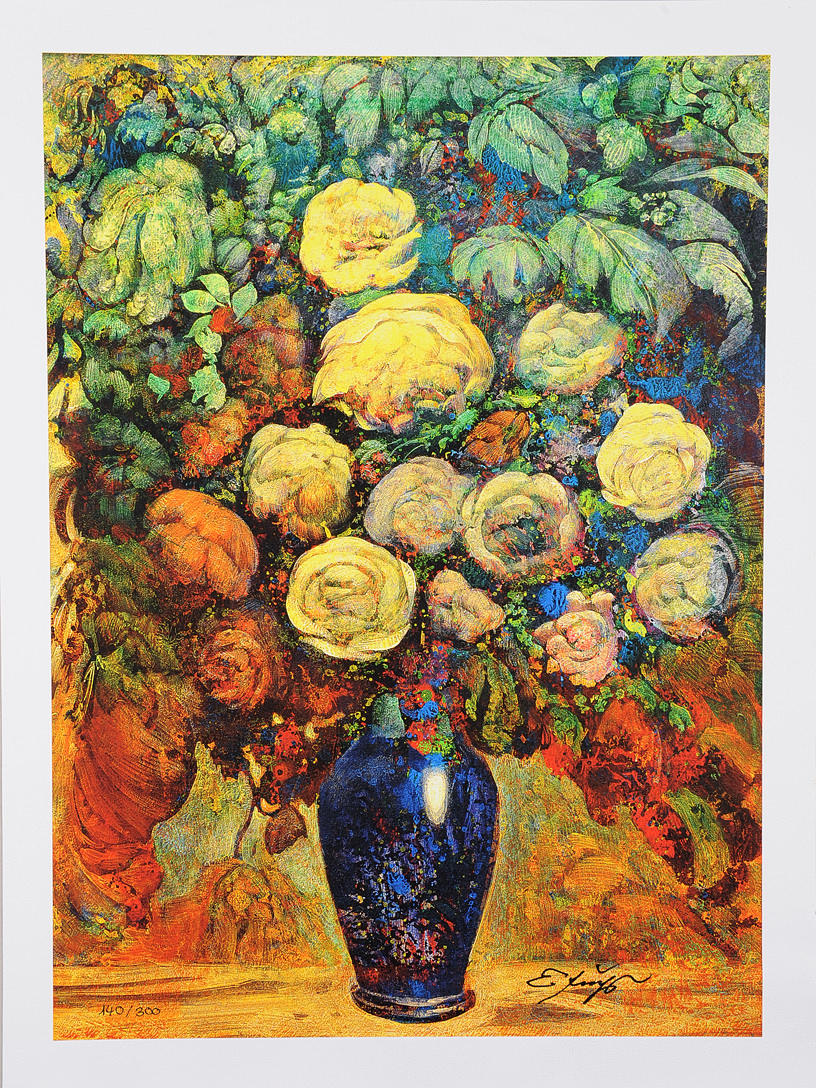 ERNST FUCHS. Stilleben. Modern version av en gammal holländsk mästare.