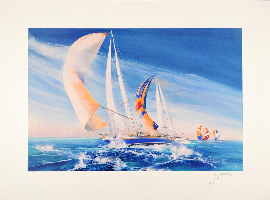 SIGNIERT SPENCER. Regatta. 2000-talets offsetlitografi på starkt papper.