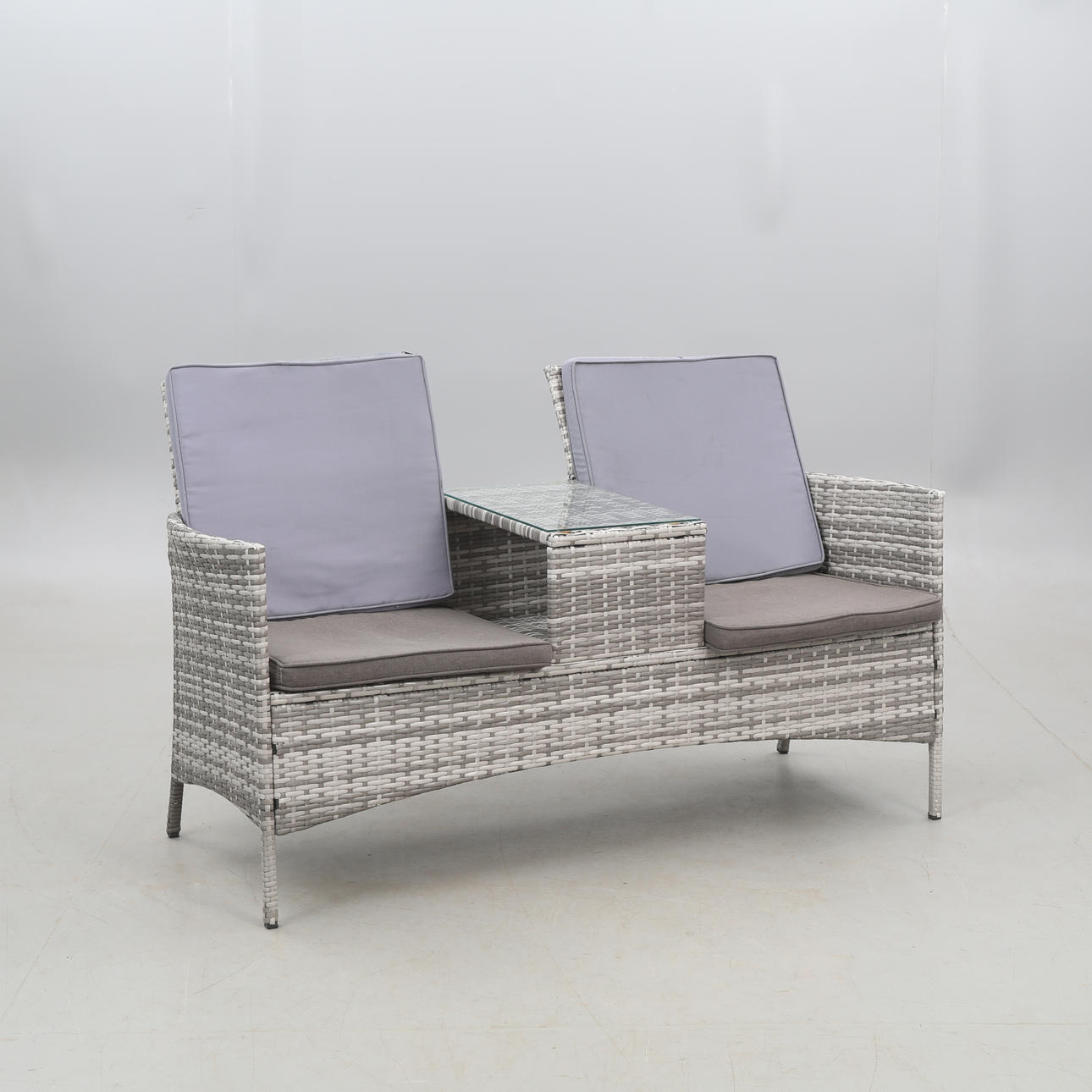 GARDEN BENCH with table, konstrotting/metal frame.