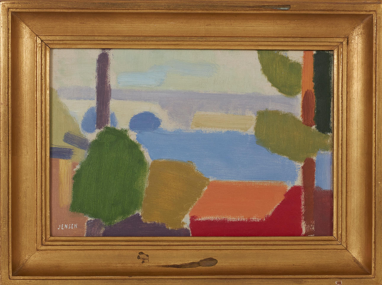 ERIK JENSEN. Landscape composition, oil on canvas, signed.