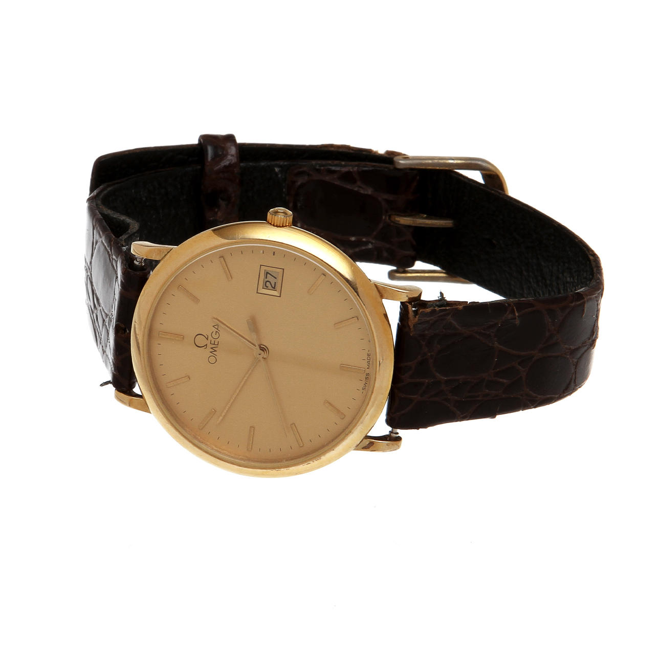 HERRARMBANDSUR, guld på stål, "DeVille", Omega.