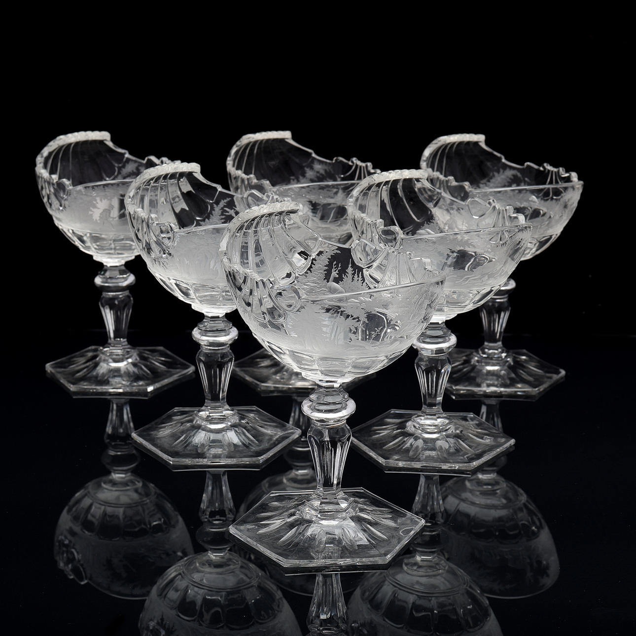 KAVIARSCHALEN, SECHS STÜCK, LOBMEYR.