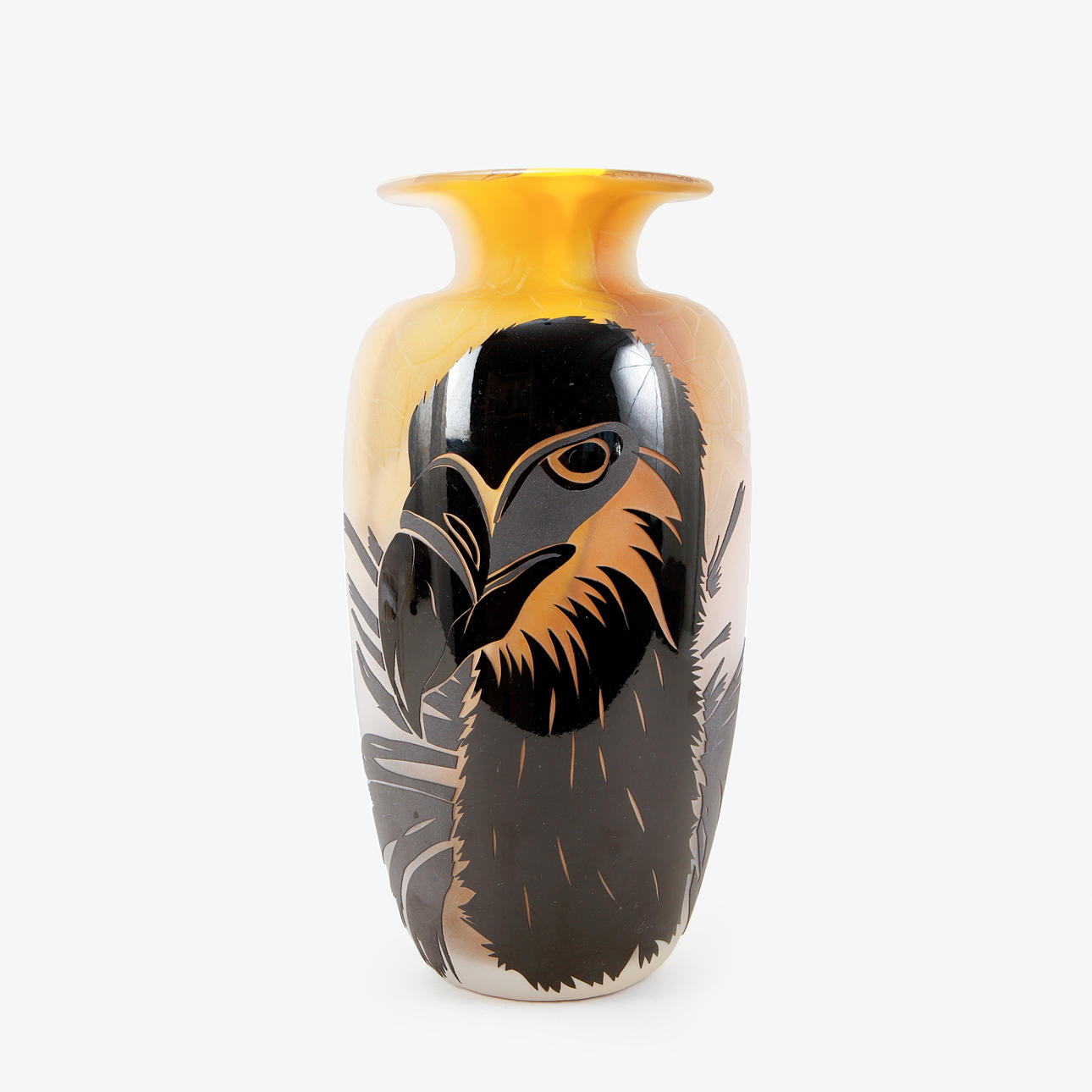 ROBERT HUBER PETERSSON. Vase, Glas, signiert.