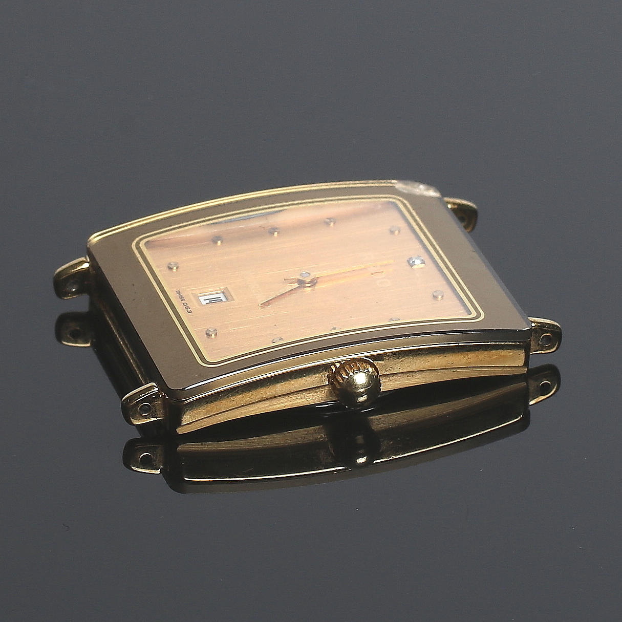 HERRUR med tillhörande ETUI, guldpläterad samt diamant 0,01 ct, RADO, "Florence", Schweiz. 1900-talets andra hälft.