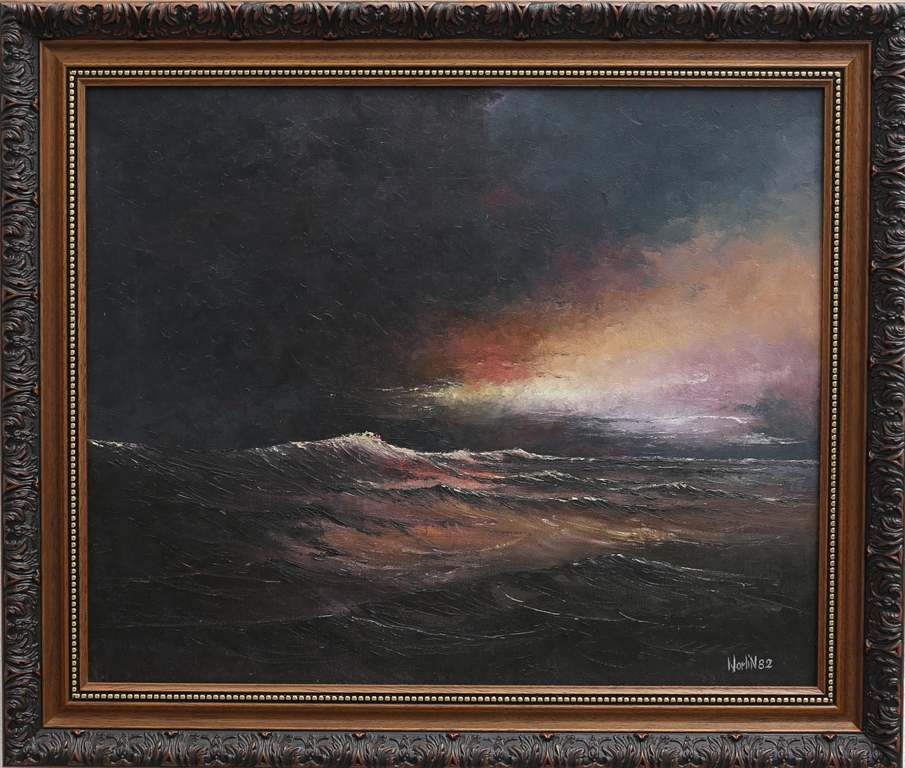 BERNT NORLIN. Ovädersmoln till havs. Olja på duk, signerad och daterad -82.