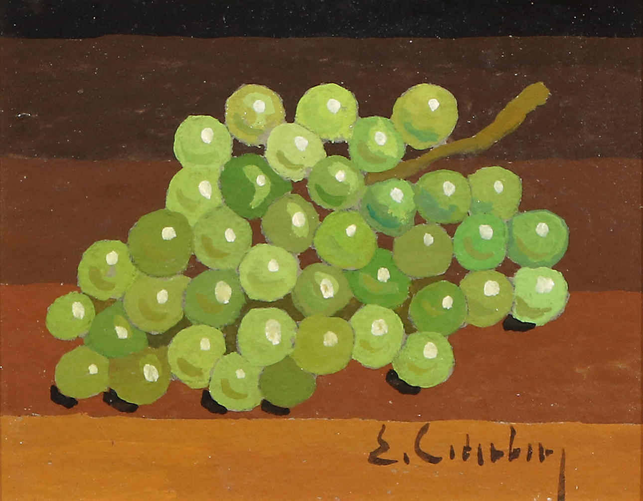 ERIC CEDERBERG. Tempera. Still life with green grapes. Signed: E. Cederberg.