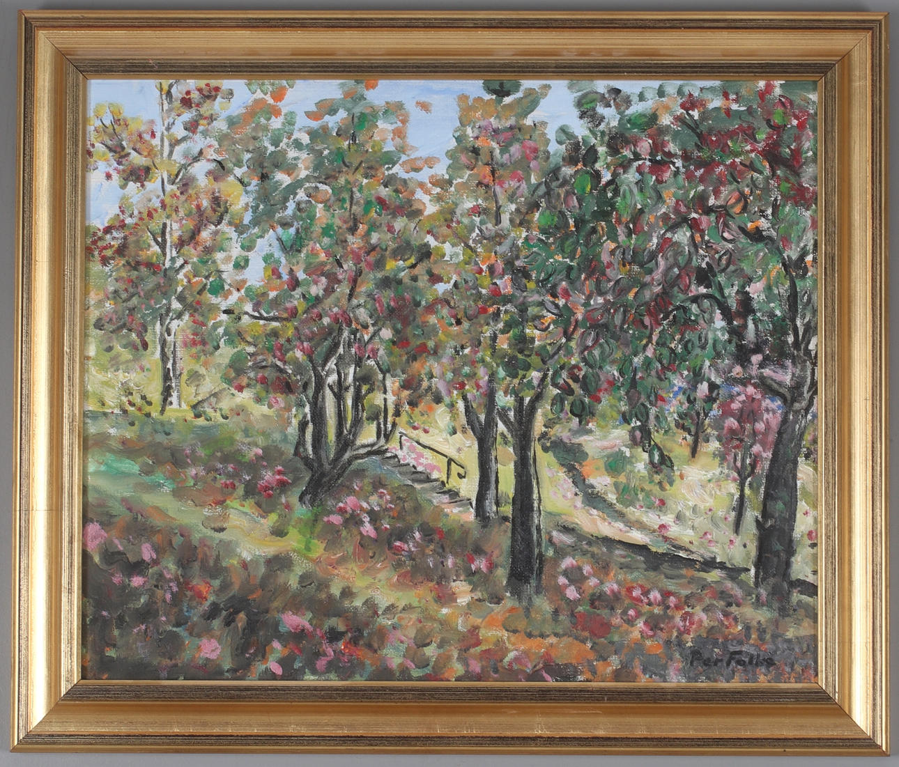 PER FOLKE. “Stadsbacken”, oil on canvas, signed.