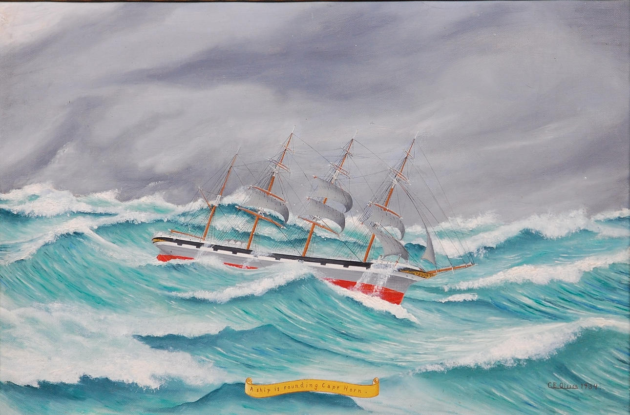 C.E OLSSON. olja på pannå, signerad, daterad 1934.