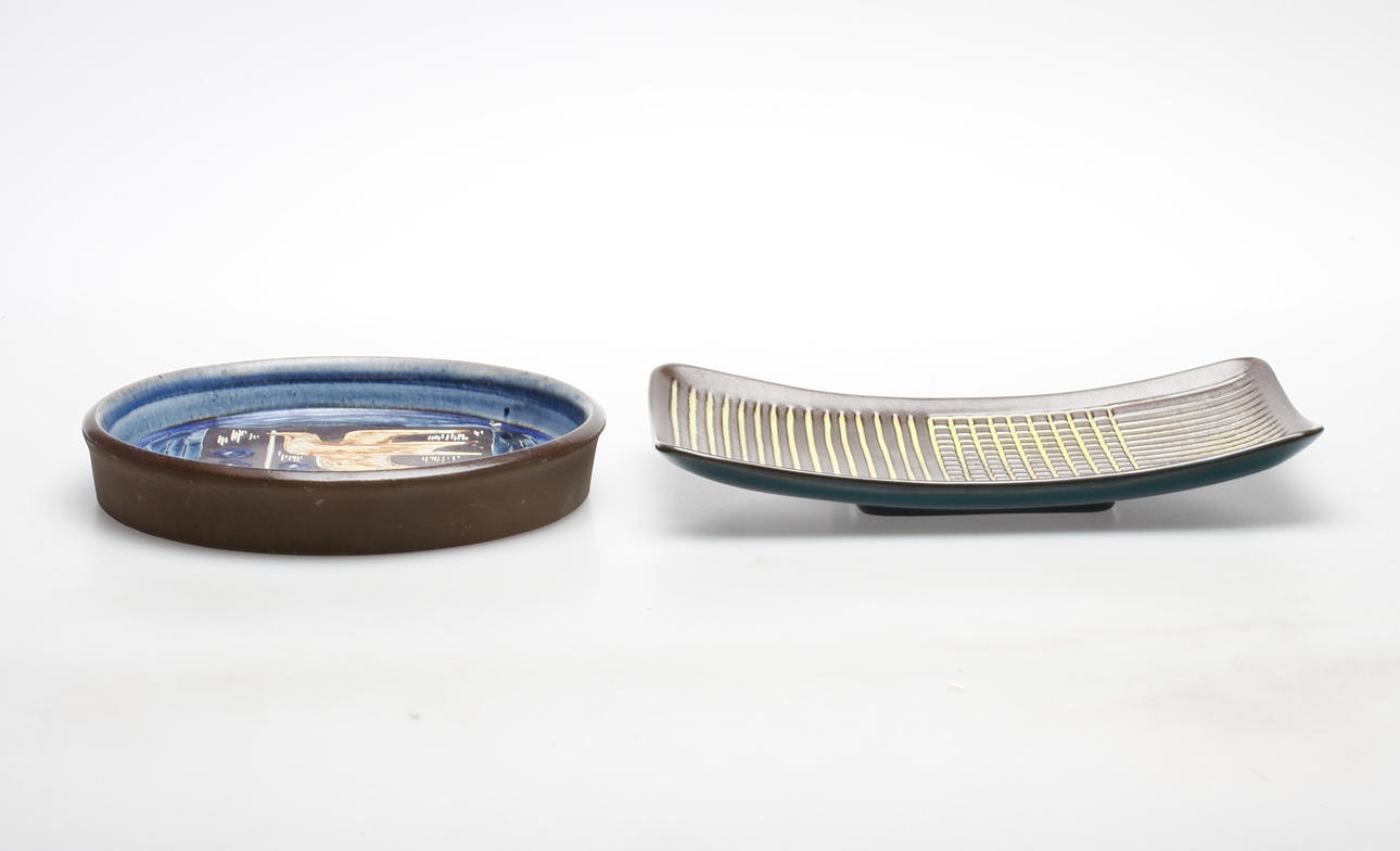 FAT, 2 st, stengods, Olle Alberius och Hjördis Oldfors, Upsala Ekeby.