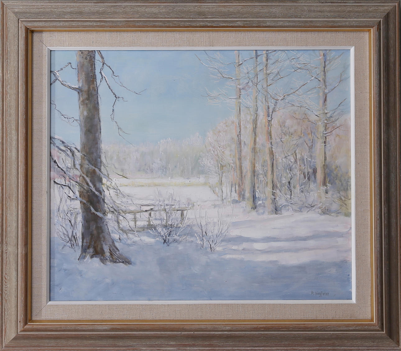 ROBERT HÖGFELDT. Winter landscape, oil on Board, signed.