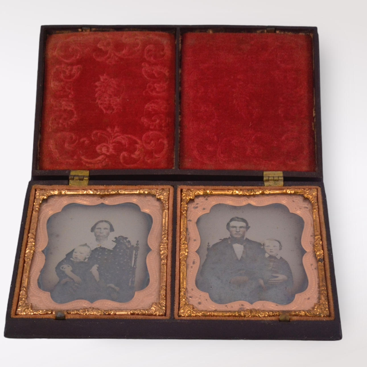 Two tintype frames, brass monotype/monotypes, 19th century.