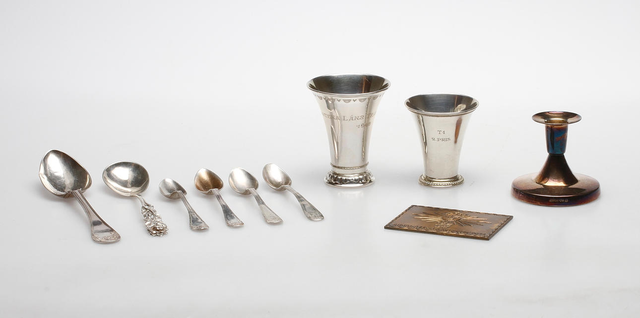 SILVER, 10 delar, vikt ca. 655,2 gram.