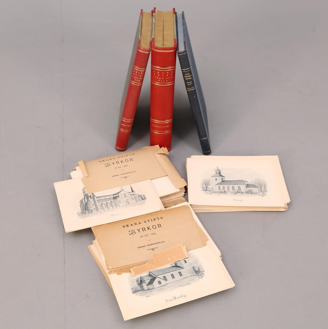 SKARA STIFT 2 band och SKARA STIFT KYRKOR 3 mappar, VÅR SVENSKA KYRKA.