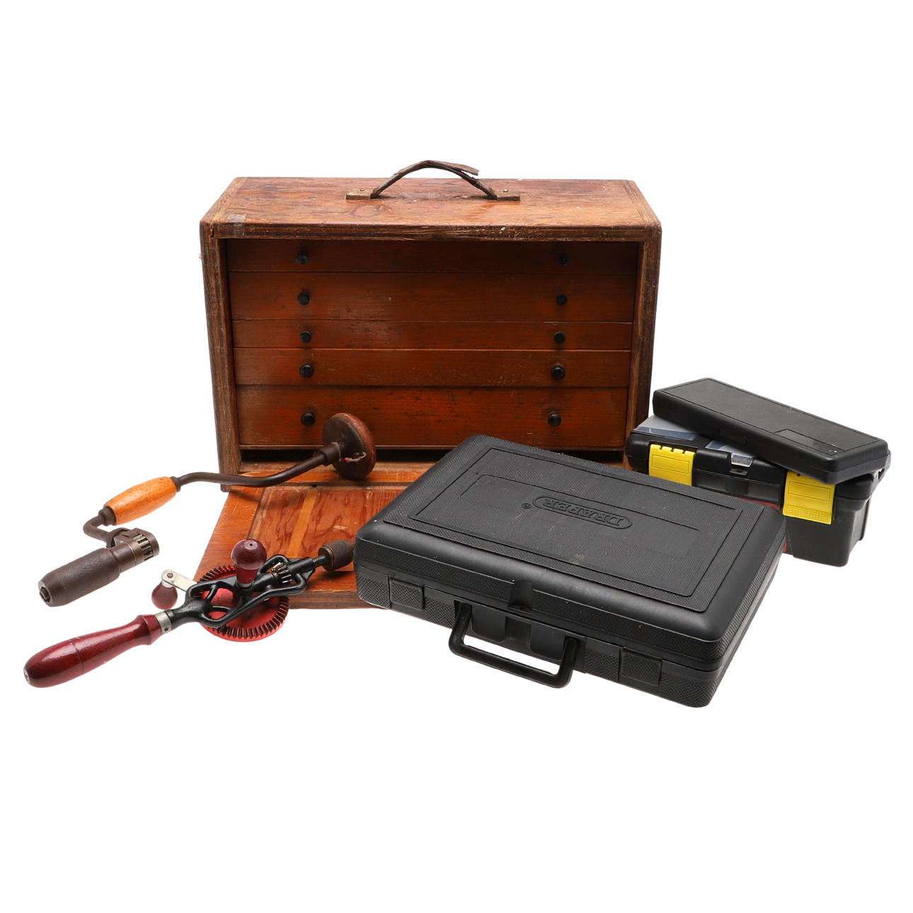 MODERN BOXED TOOLS & VINTAGE TOOL CHEST WITH CONTENTS. Miscellaneous ...
