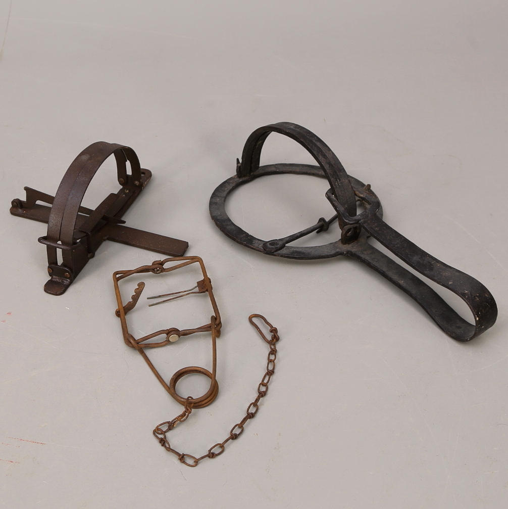 FÅNGSTSAXAR, 3 st, metall, 1800-/1900-tal.