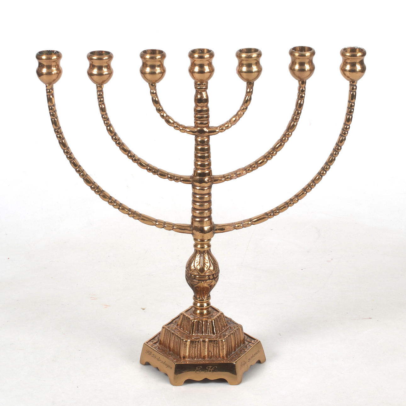 LJUSSTAKE, "Menorah", malm, Gnosjö. 1900-tal.