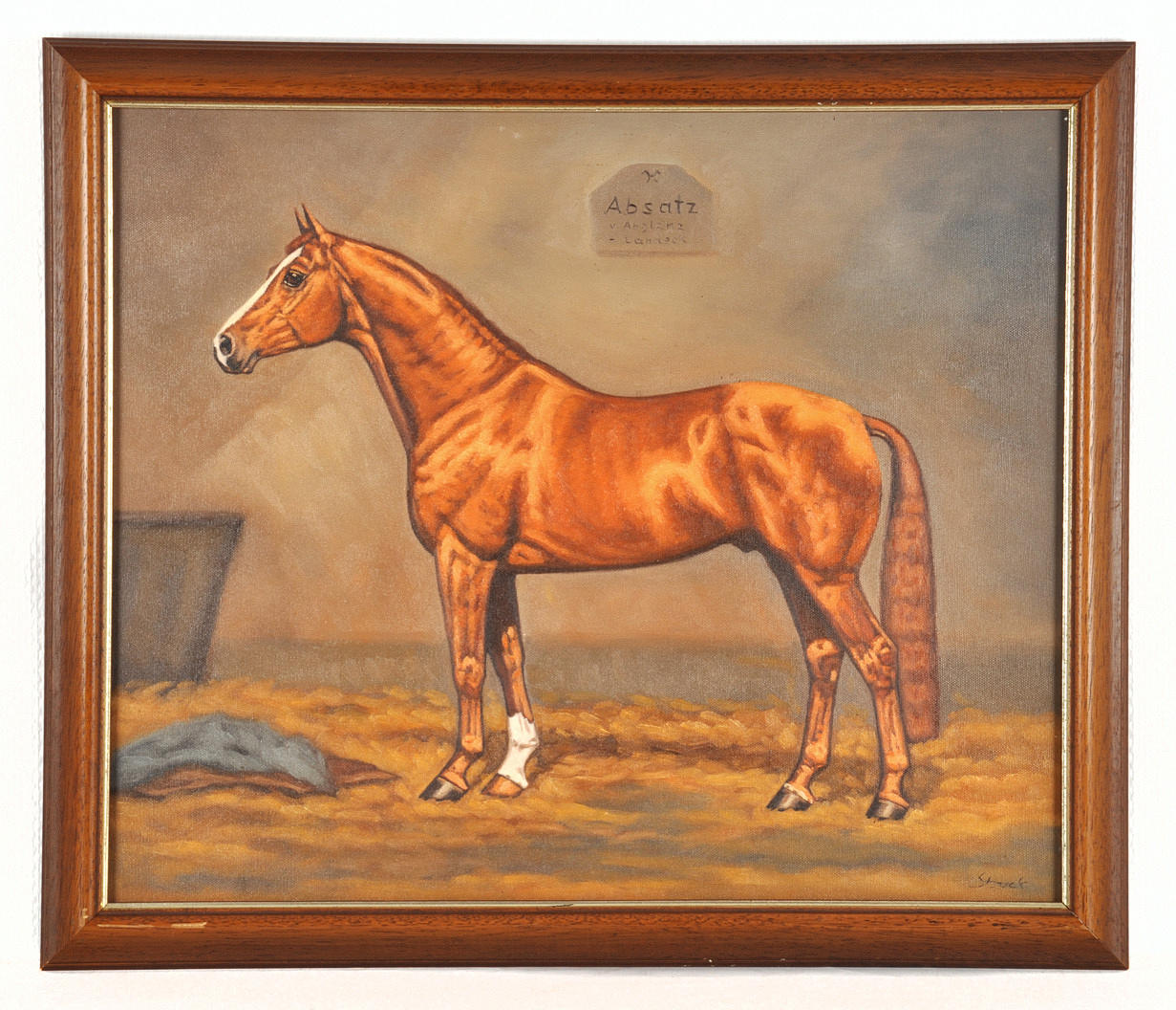 SIGNIERT STRUCK. Profilporträtt av en utbildad sporthäst ”häl från glans landeck”.