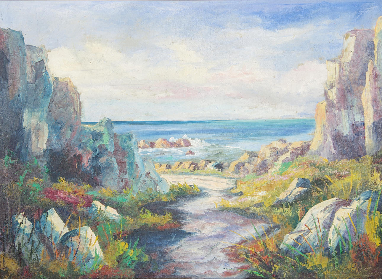 CHARLEY BENDTSEN. Kustlandskap, olja på duk, signerad.