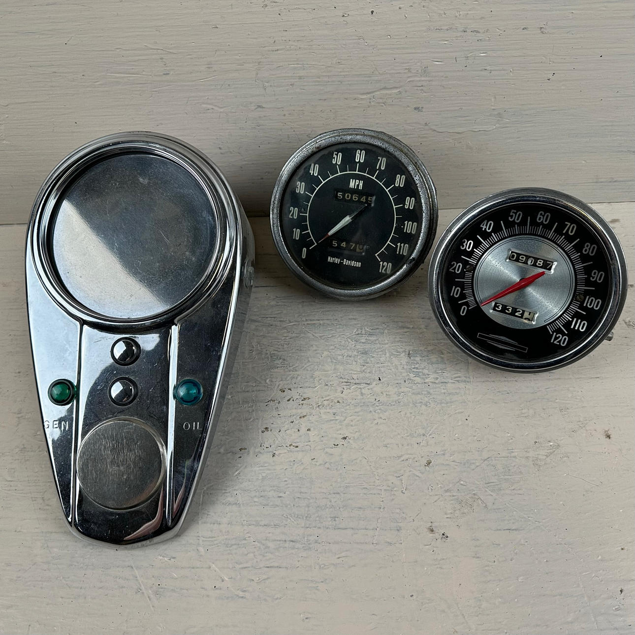 HARLEY DAVIDSON, instrumentpanel & speedometer, 20. århundrede, USA.