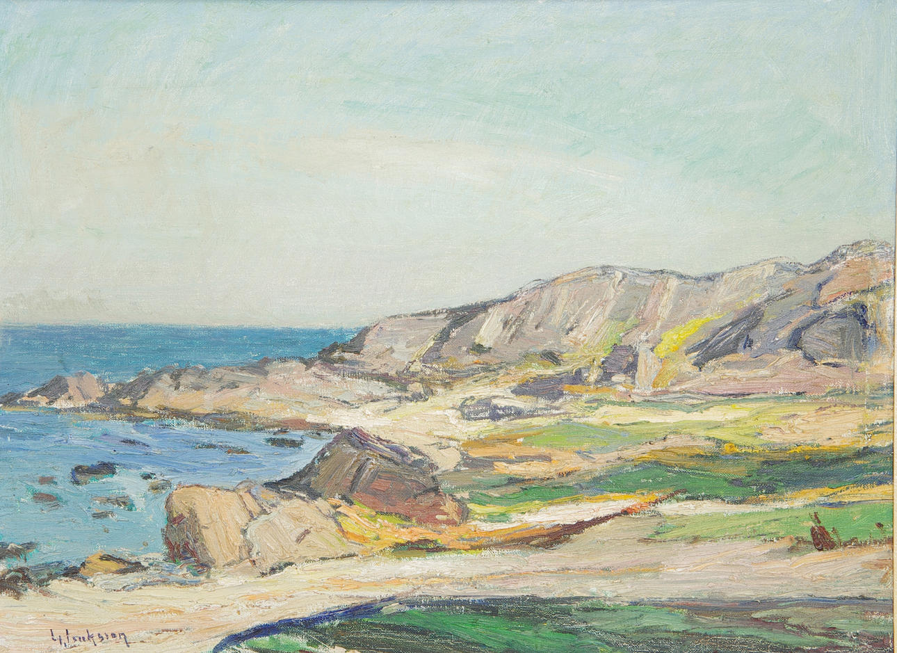 OIDENTIFIERAD KONSTNÄR. Kustparti, olja på duk, signerad H. Isaksson.