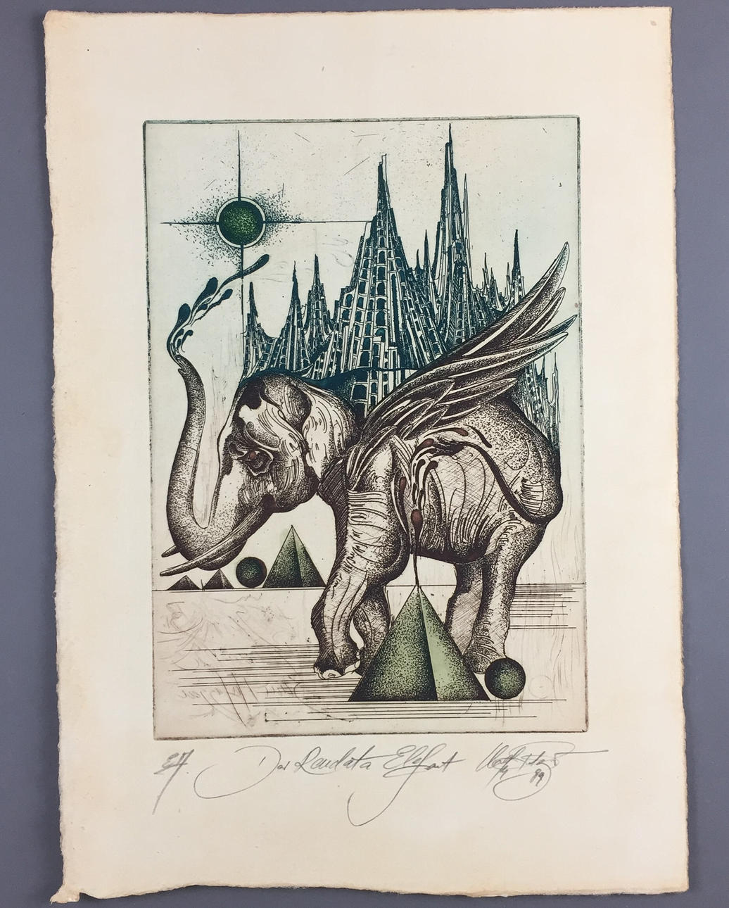 WOLFGANG FRATZSCHER. “The Rendata Elephant”, etching 1989, signed.